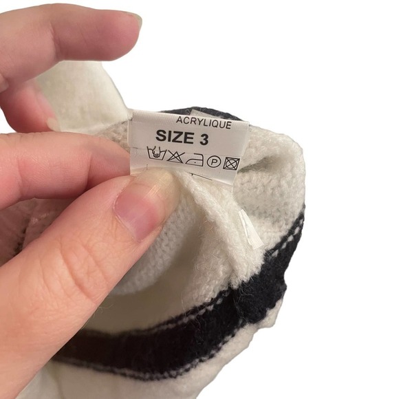 Anna Kay White Button Down Sweater W/Black Stripes & Gold Buttons - Picture 3 of 6